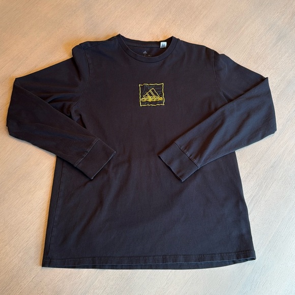 adidas‎ Men's Embroidery Graphic Long Sleeve Tee Black Size Medium - Picture 1 of 9